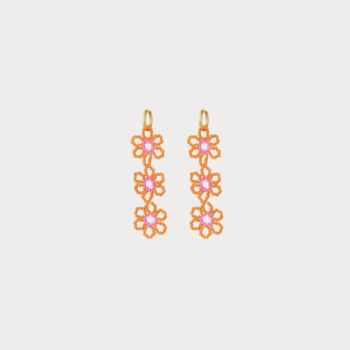3 Beaded Flowers mini hoops