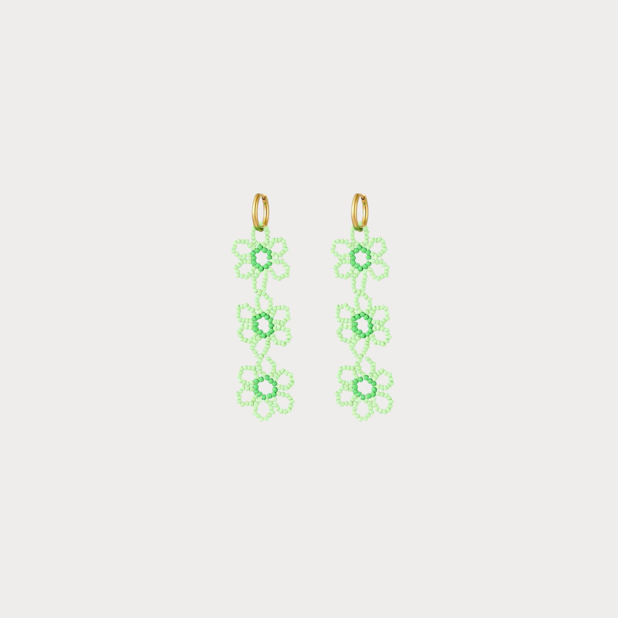 3 Beaded Flowers mini hoops