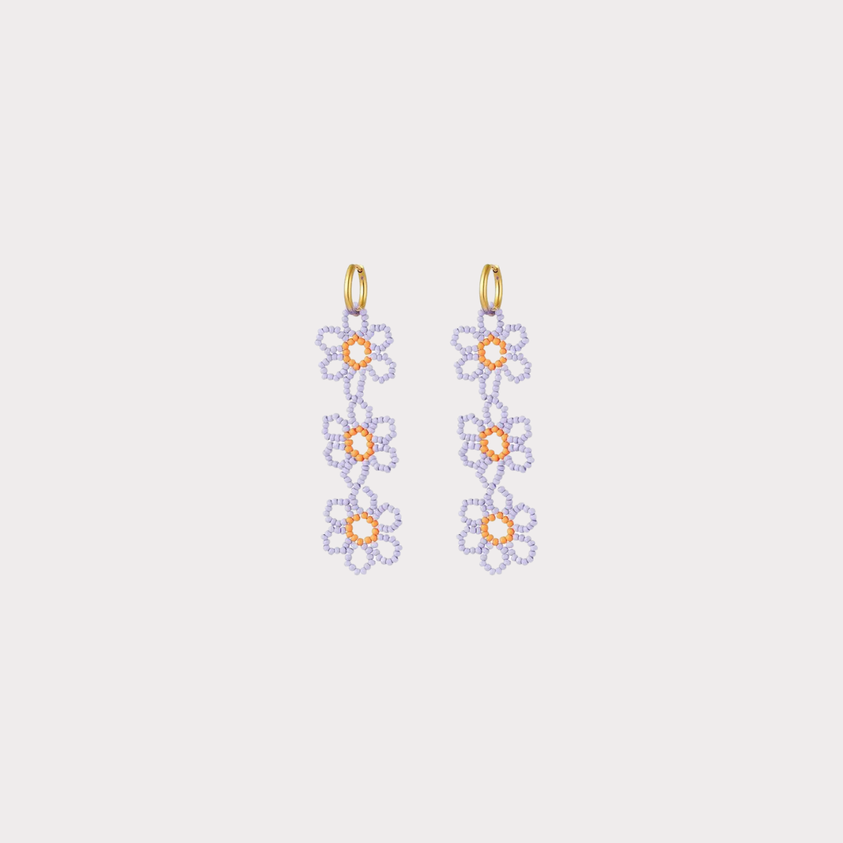 3 Beaded Flowers mini hoops