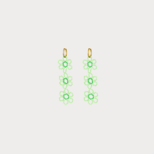 3 Beaded Flowers mini hoops